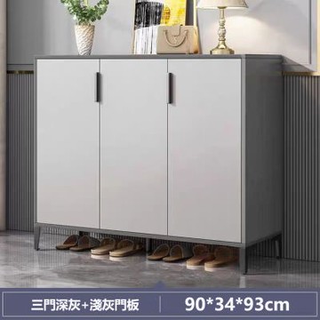 E家工廠 90公分收納鞋櫃 玄關櫃 三門玄關鞋櫃櫃 170-KC（灰色）