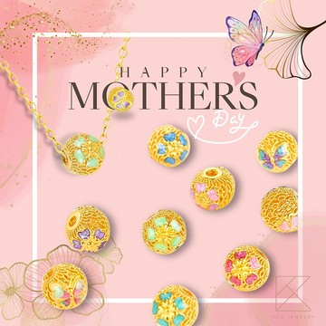 【快速出貨】【TLH】黃金墜轉運珠項鍊 純金999 多選 花蝶錦繡 約重0.15錢±0.03 (顏色隨機)