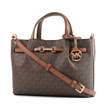 MICHAEL KORS Carson 緹花LOGO防刮手提/斜背二用包-咖啡色/小