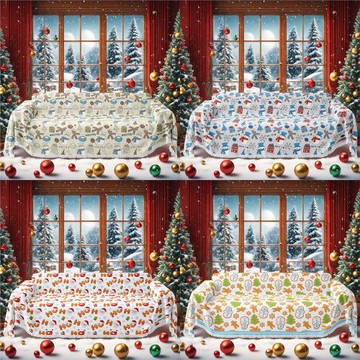 圣誕印花沙發巾四季通用加厚沙發毯蓋布防滑防塵套罩