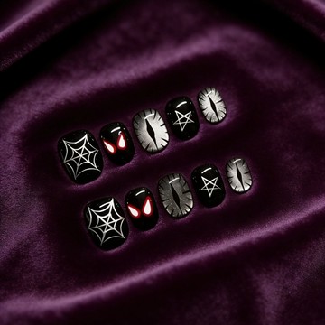 【🎀甜酷惡魔之眼】 蜘蛛網元素手繪短甲穿戴甲🕷 蜘蛛人 漫威電影周邊 手工訂製甲片 可拆卸反覆戴 辣妹必備