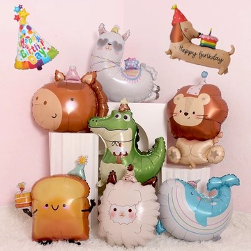 🌸可娜的夢想角落🌸[現貨當天寄出]【韓風可愛動物】生日氣球佈置 派對氣球 寶寶周歲 可愛氣球 長頸鹿 大象 鱷魚 羊駝