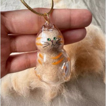 貓咪毛髮收集膠囊貓咪紀念膠囊掛件帶金色大圈 寵物毛髮掛件可愛小狗毛髮透明收納盒貓咪狗狗形狀創意掛件鑰匙扣
