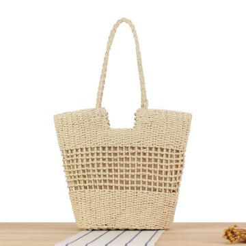 店長推薦新款法式小眾鏤空紙繩編織包單肩大容量海邊度假沙灘女包