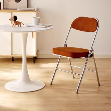 復古折疊椅子燈芯絨家用加厚金屬網紅拍照椅靠背餐椅攝影懷舊凳子