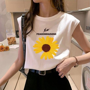 時尚上衣 小雛菊t恤女 新款背心 無袖學生背心 ins上衣 韓版背心 打底衫背心 夏天短袖 夏天背心 可愛背心 日系背心