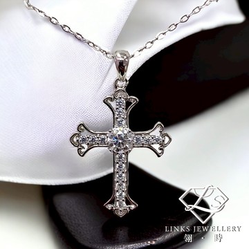［翎時珠寶］真正莫桑石 可過測鑽筆 18K金-鏤空十字架項鍊吊墜 MNG044 莫桑石項鍊 18K金項鏈 鑽石項鍊 鎖骨