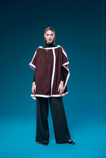 Off-season sale 暗紅白毛料斗篷