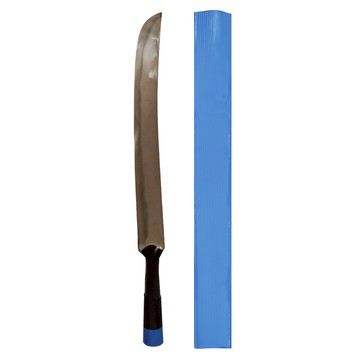 双中鐵店 原住民鐵管柄一尺三山刀 不含鞘 圓頭 彈簧鋼手工鍛造打磨已開鋒 附藍色厚韌塑料保臒套  1支