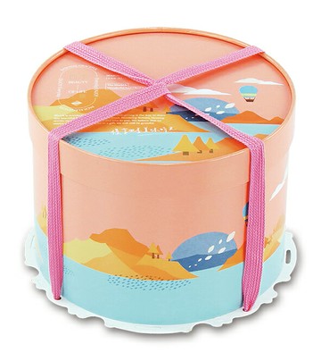 【基本量100個】圓型蛋糕盒.四季光景８號.棉繩另購 / U08003