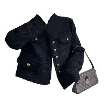 200斤外貿特大碼女裝速賣通亞馬遜歐美風香風粗花呢短款外套顯瘦