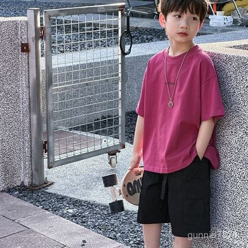 【限時下殺】男童夏裝兒童短袖T恤中大童寬鬆休閒上衣2025夏季新款童裝潮t圓領打底衫 夏天T恤 男中小童短袖 印花 t恤