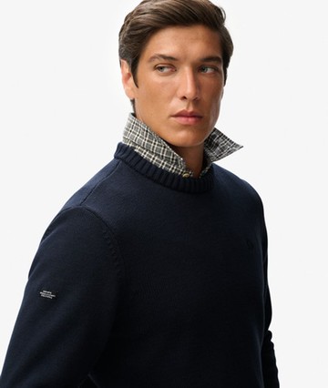 Superdry Men's Preppy Cotton Jumper Navy Size: XL