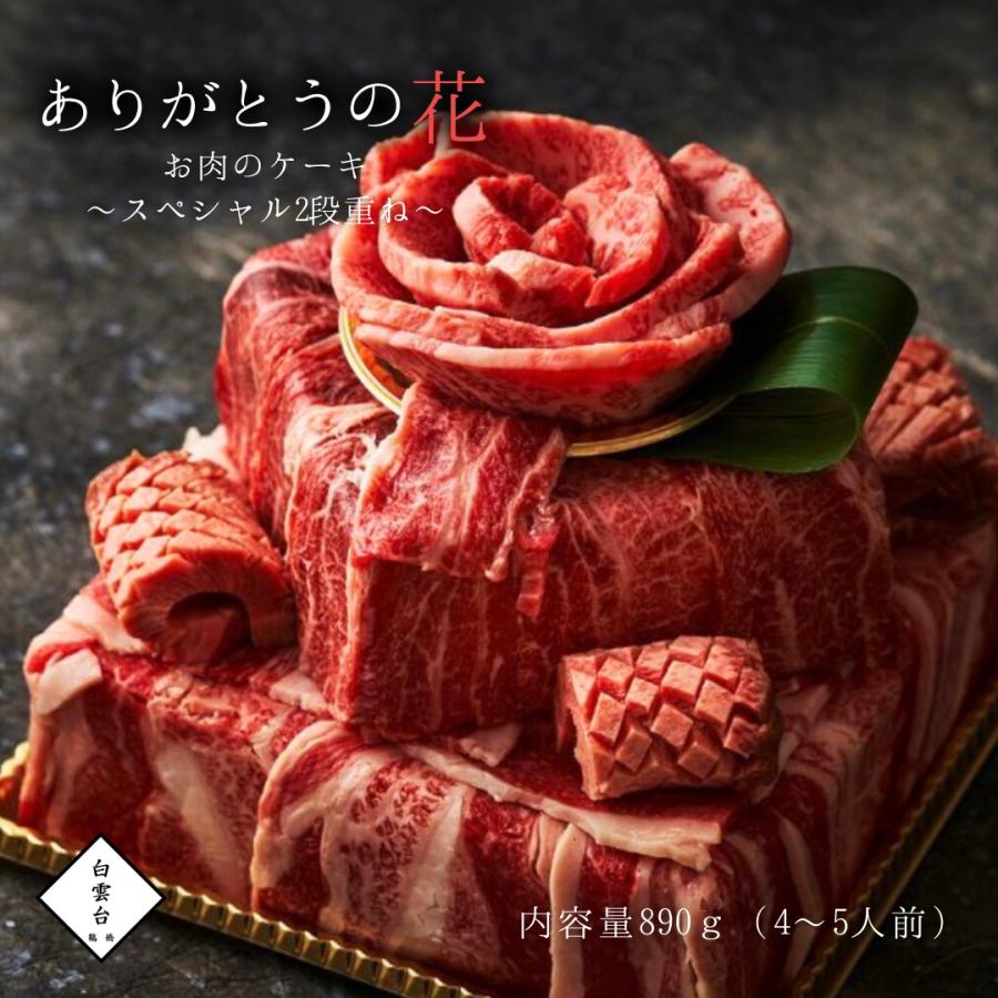 焼肉セット 肉 ギフト 焼肉 ありがとうの花 スペシャル2段重ね 890g タレ付き )焼肉ギフトセット お取り寄せ グルメ 老舗 焼肉白雲台