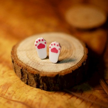 貓掌/粉紅小肉球/白貓/抗過敏鋼針/可改夾式