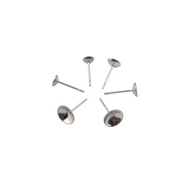 ✅精選【JS458】【100個/包】5-8MM不鏽鋼碗針珍珠託耳針 DIY手工飾品配件