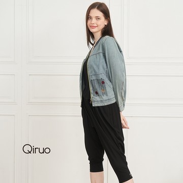 【Qiruo 奇若名品】春夏專櫃 薄款寬鬆飛鼠縮口七分褲(運動休閒必備2025C)