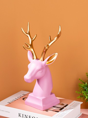 鹿頭擺件裝飾招財北歐美式歐式新中式家居客廳酒柜創意辦公室擺件