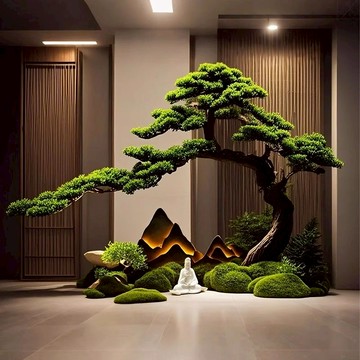 公司貨附發票 仿真松樹迎客松羅漢松假松樹商場酒店裝飾造型迎客松景觀假造型樹 最低價 快速出貨