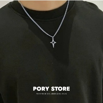 【PORY STORE】古巴簍空十字星項鍊 男生 搭配 項鍊 古巴 鈦鋼 雕刻 情侶 鏈條 配件 飾品 男生飾品