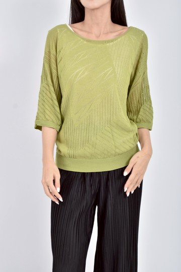 (M) eunice落肩針織綠色短袖上衣