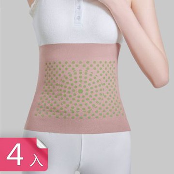 【荷生活】艾草點陣自發熱透氣舒適保暖護腰 高彈貼身熱膚防寒絨面護腰帶-4入組