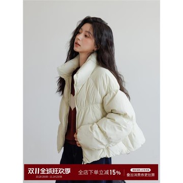 立領設計感羽絨服女冬季2025新款短款小個子白鴨絨韓系保暖外套