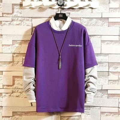 Tシャツ メンズ 長袖 トップス フェイクレイヤード 丸首 Tシャツ カジュアルtシャツ メンズ カットソー 秋冬 Tシャツ メンズ用 3色 通販 Lineポイント最大get Lineショッピング