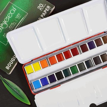 隨時隨地都想畫【時代中西畫材】輕便旅行水彩套組 (含柳葉刀) - 24色 繪畫文具 生日禮物 好友 寫生