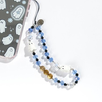Ghost Party Aqua Crystal Phone Charm