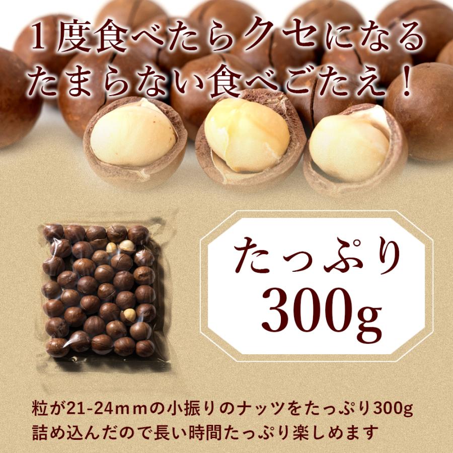 ナッツ 殻付きマカダミアナッツ 素焼き 300g 送料無料 無塩 無添加 チャック付き ローストナッツ