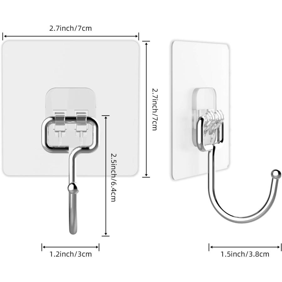 Large Adhesive Hooks for Hanging Heavy-Duty 44Ib(Max) 30 Packs  W