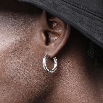 GRGR S925 Glossy Earrings純銀素圈大耳圈男嘻哈女光面百搭耳環