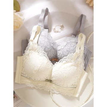 內衣女小胸聚攏加厚無鋼圈平胸專用顯大蕾絲文胸上托防下垂收副乳