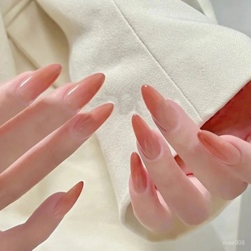 💅限時下殺穿戴甲💅【4291人收藏】cos禰豆子尖頭美甲穿戴甲長款橙色漸變杏仁甲顯白蜜桃橘子假指甲手工穿戴甲 IWEV