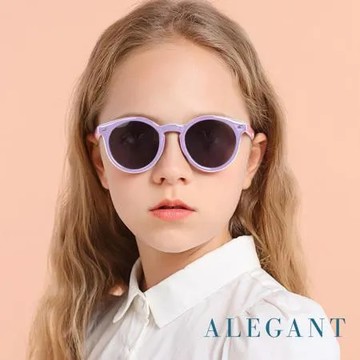 小貓紫 ALEGANT奇幻探險小貓紫兒童專用輕量矽膠彈性太陽眼鏡/UV400圓框偏光墨鏡