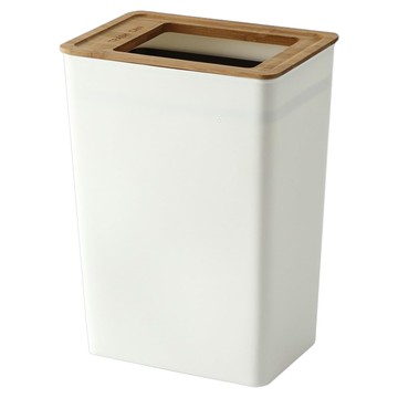 ROYALLIN 蘿林嚴選 北歐簡約 竹蓋垃圾桶 PP材質 適用於多場景  23 x 16 x 32cm  白色  1個