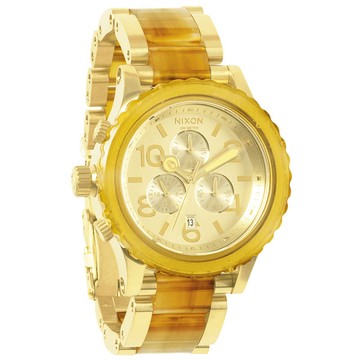 NIXON The 40-20 CHRONO 強眼魅力運動腕錶-鋼帶-黃象牙紋金