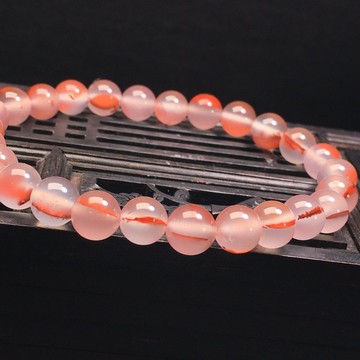 精品四川南紅冰飄手串冰雪飄紅 淨體干淨 直徑7.8mm左右