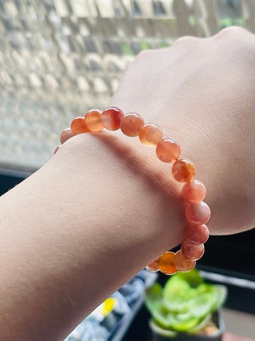 兔寶原創設計//牛血紅 櫻花瑪瑙、芬達橘、設計款手鍊