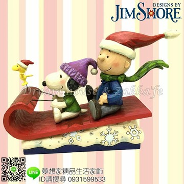 美國ENESCO精品 Jim Shore 愛木小灣 史努比 查理布朗 雪橇 《 PEANUTS Snoopy 》 ★ 夢想家精品家飾 ★