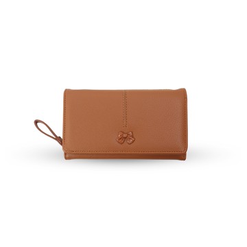 Ribboné 柔霧翻蓋零錢長夾-橘褐色  女夾 人氣女用皮夾 情人節禮物