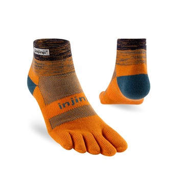 INJINJI Trail野跑避震吸排五趾短襪(秋收橘)-NAA3614|厚底防震 運動員推薦 馬拉松襪 五趾襪