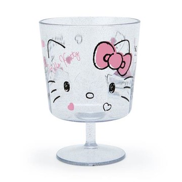 日本三麗鷗HelloKitty水杯子透明塑料高腳杯果汁杯甜品杯冰淇淋杯