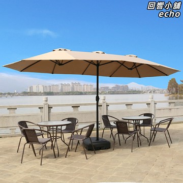 【商用三頭大傘】戶外遮陽傘 太陽傘 庭院傘 羅馬傘 擺攤傘 長方形傘面 中柱穩固 抗風防曬 室外餐廳咖啡館專用