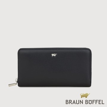 【BRAUN BUFFEL 德國小金牛】台灣總代理 維那斯-B 13卡拉鍊長夾-黑色/BF849-602-BK
