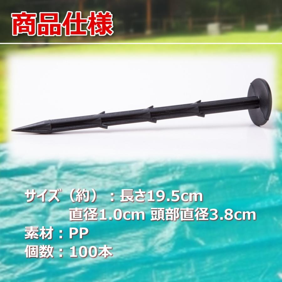 防草シート 固定 ピン PP杭 100本 ＆ ハンマー 菜園 園芸 セット (黒 11) 固定ピン セット ブラック まとめ買い 押さえ 除草シート 防草 シート 防草ピン