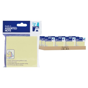 Double A 可再貼便條紙 76 x 76mm  混色顏色  12個  1盒