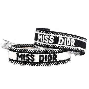 Christian Dior J ADIOR MISS DIOR 緹花編織設計兩件套手環(黑白)
