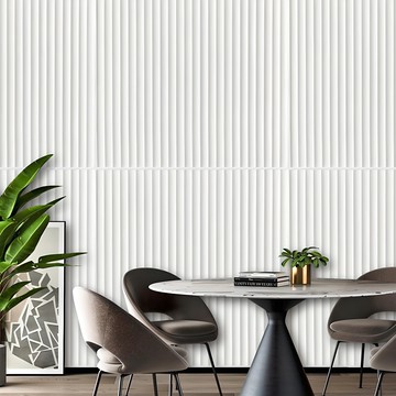 Peonist 防水自黏式條紋立體壁貼  白色  5個